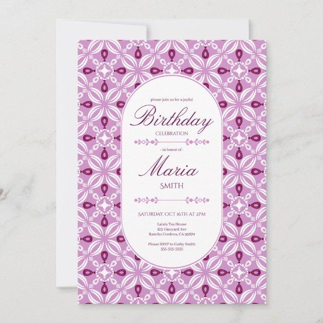 Customisable Birthday Invitation in Petaline (Front)