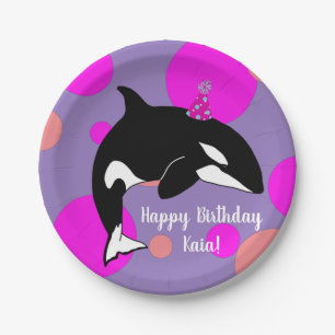 Customisable Birthday Orca Killer Whale  Paper Plate