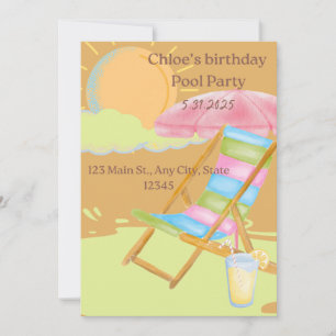 Customisable Birthday Pool Party Invitation 