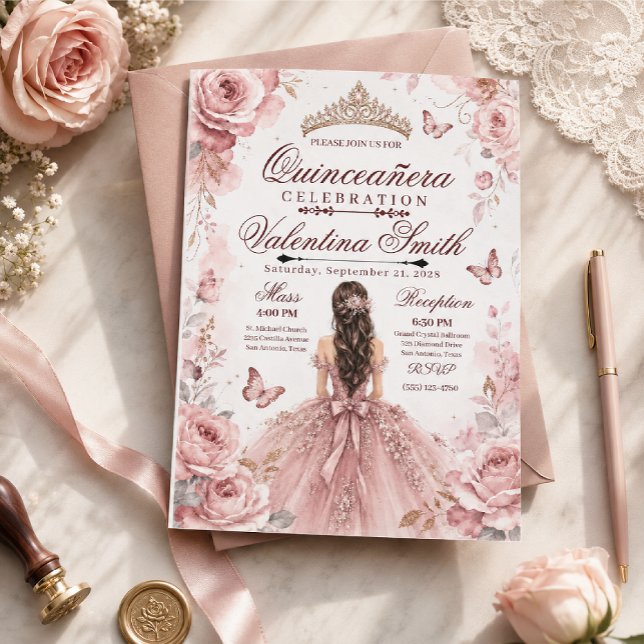 Customisable birthday Quinceañera Invitation (Creator Uploaded)