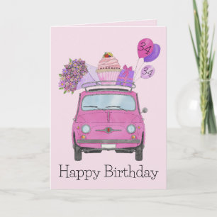 Customisable Birthday Retro 500 watercolor Card
