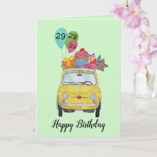 Customisable Birthday Retro 500 watercolor Card