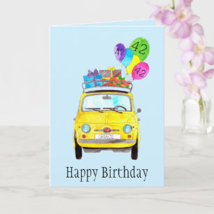Customisable Birthday Retro 500 watercolor Card