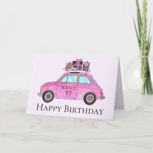 Customisable Birthday Retro Fiat 500 Card