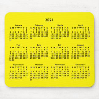 Customisable Black and Bright Yellow 2021 Calendar Mouse Pad