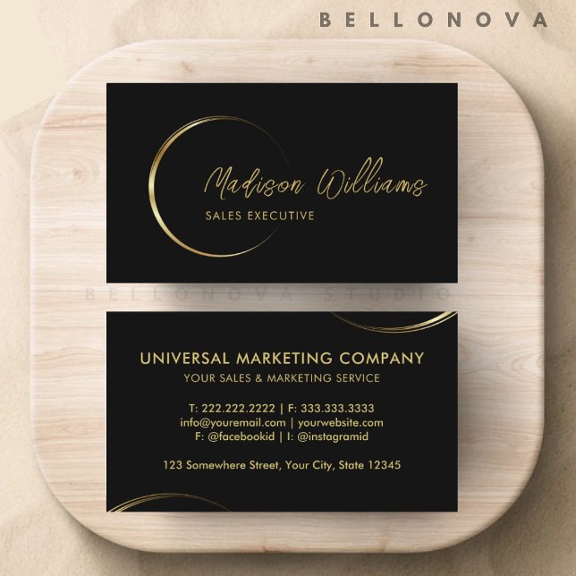 Customisable Black and Gold Professional Business  Business Card (Customizable Black and Gold Professional Business Business Card)