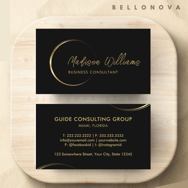 Customisable Black and Gold Professional Business  Business Card (Customizable Black and Gold Professional Business Business Card)