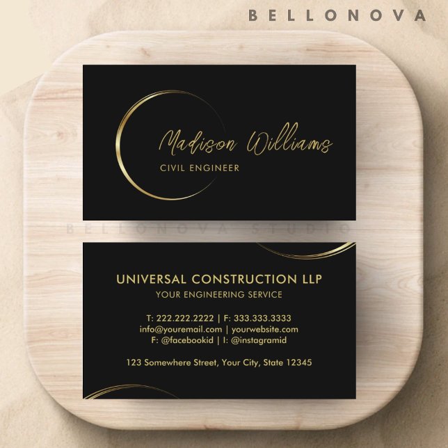 Customisable Black and Gold Professional Business  Card (Customizable Black and Gold Professional Business Business Card)