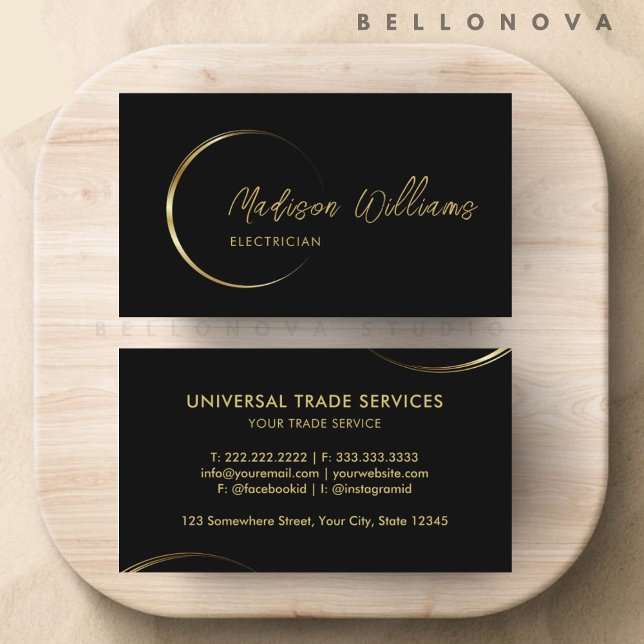 Customisable Black and Gold Professional Business  Card (Customizable Black and Gold Professional Business Business Card)