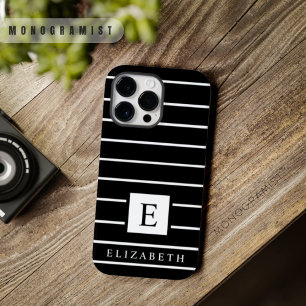 Customisable Black And White Colour Stripes  iPhone 14 Pro Max Case