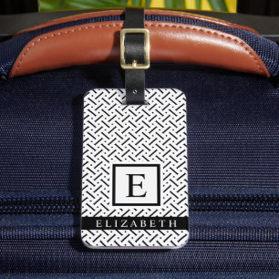 Customisable Black And White Geometric Pattern Luggage Tag