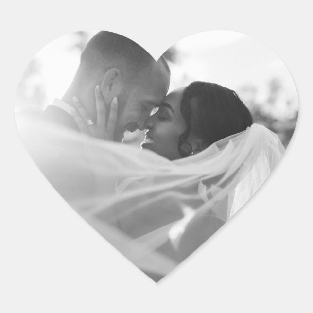  Customisable Black And White Photo Template Gift Heart Sticker (Front)