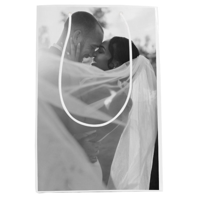  Customisable Black And White Photo Template Gift Medium Gift Bag (Front)
