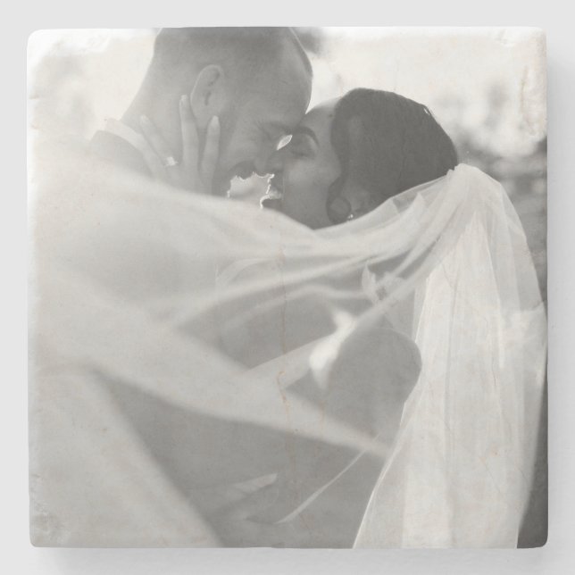  Customisable Black And White Photo Template Gift Stone Coaster (Front)