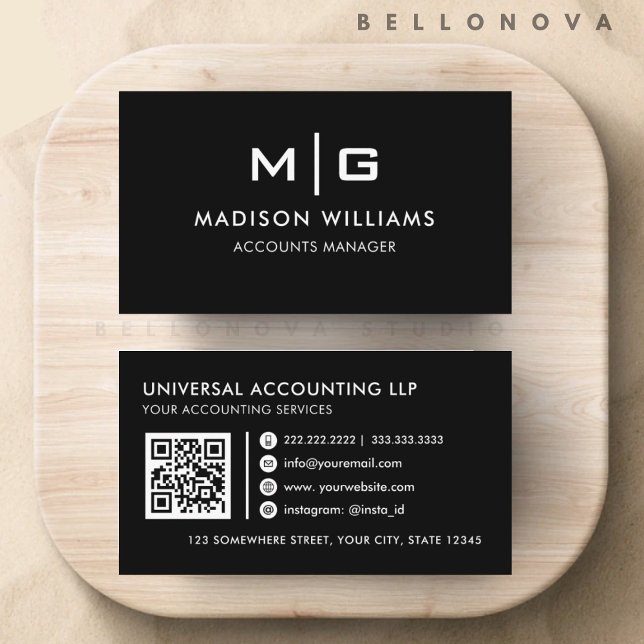 Customisable Black and White Professional  Business Card (Customizable Black and White Professional Business Card)