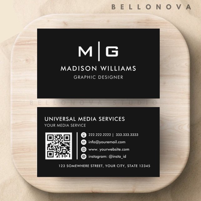 Customisable Black and White Professional  Business Card (Customizable Black and White Professional Business Card)