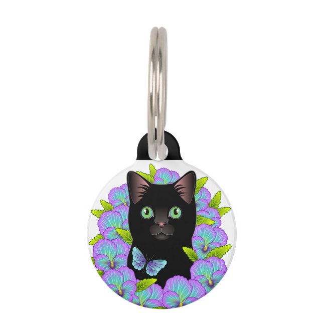 Customisable Black Cat Tag - Sweet Kitty Accessory (Front)