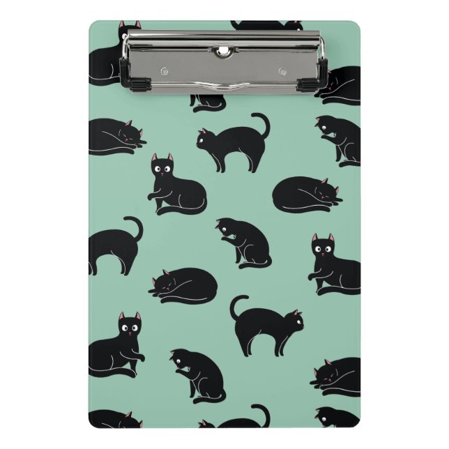 Customisable Black Cats Seamless Pattern Mini Clipboard (Front)