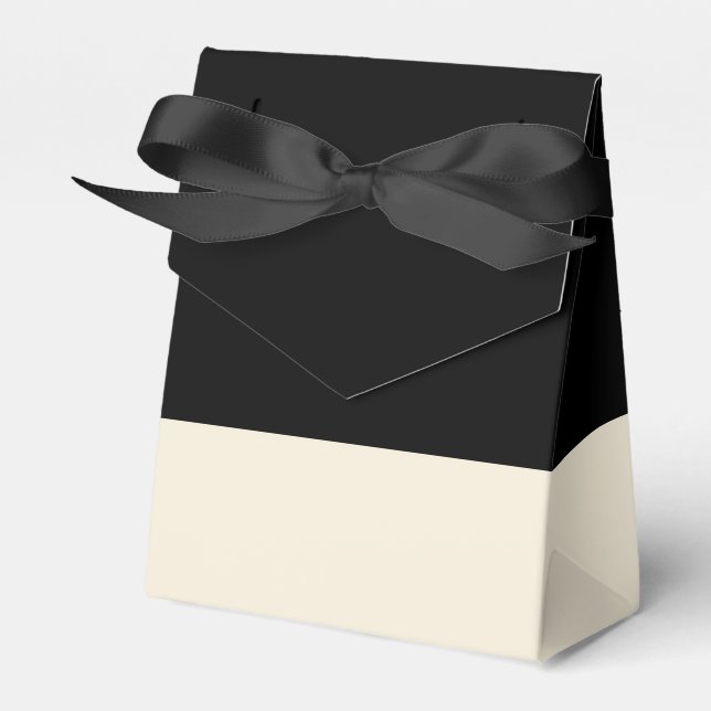 Customisable Black & Eggshell Colorblock Favour Bo Box (Front Side)