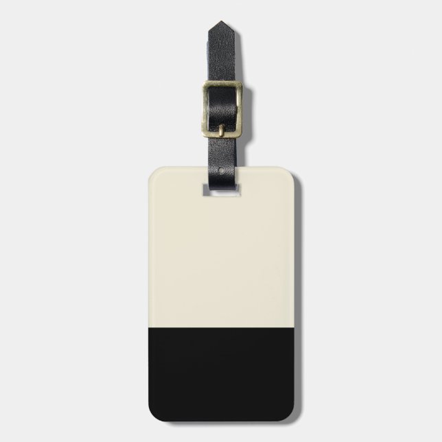 Customisable Black & Eggshell White Colour Block Luggage Tag (Front Vertical)
