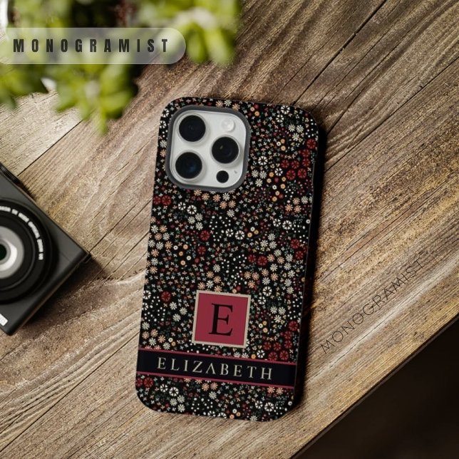 Customisable Black Floral Red White Yellow Flowers iPhone Case (Customizable Black Floral Red White Yellow Flowers iPhone Case)