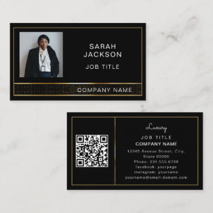 Customisable Black Gold Professional Luxury photo Business Card