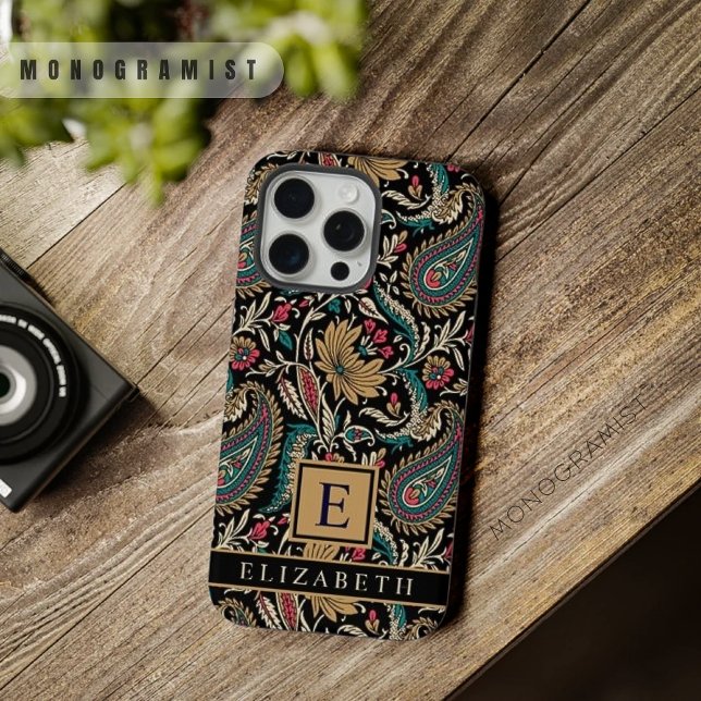 Customisable Black Gold Yellow Paisley Pattern iPhone Case (Customizable Black Gold Yellow Paisley Pattern iPhone Case)