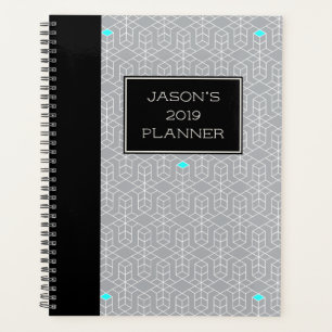 Customisable Black & Grey Geometric Focus Planner