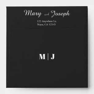 Customisable Black Monogram Wedding Envelope