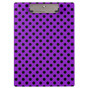 Customisable Black on Purple Polka Dots Clipboard