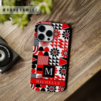 Customisable Black Red White Geometric