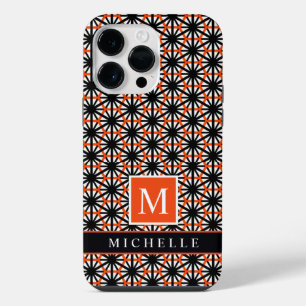 Customisable Black Red White Geometric iPhone 14 Pro Max Case
