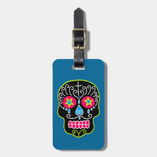 Customisable Black Sugar Skull Luggage Tag