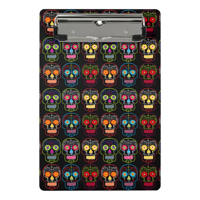 Customisable Black Sugar Skulls Mini Clipboard (Front)