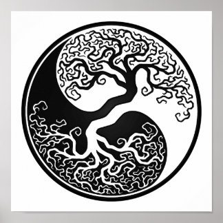 Customisable Black Tree of Life Yin Yang Poster