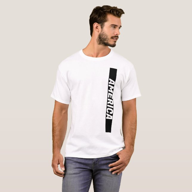 Customisable Black Vertical Banner T-Shirt (Front Full)