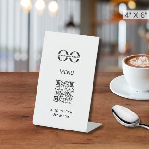 Customisable Black White Bistro QR Code Pedestal Sign