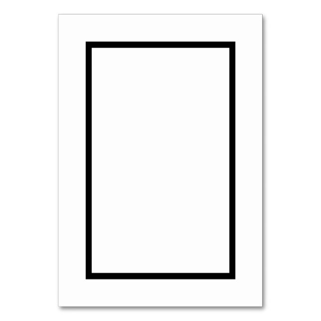 Customisable Black & White Blank Table Number Card (Front)