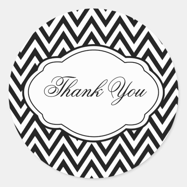 Customisable Black & White Chevron Sticker Label (Front)