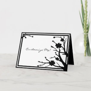 Customisable black white floral greeting card