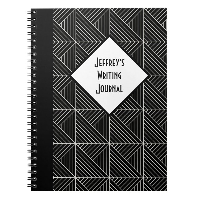 Customisable Black & White Geometric Notebook (Front)