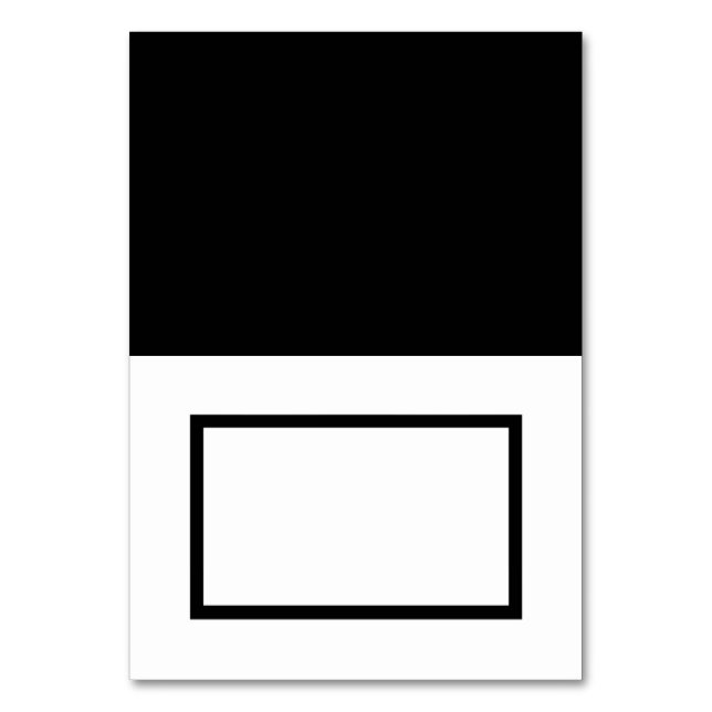 Customisable Black & White Tented Name Place Card (Front)
