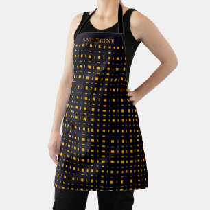 Customisable Black Yellow Orange Colour Chequered Apron