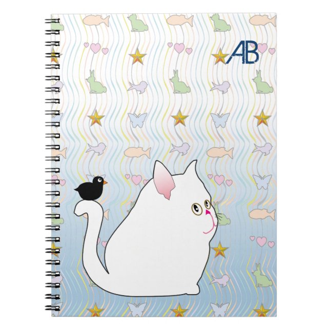 Customisable: Blackbird & kitty Spiral Notebook (Front)