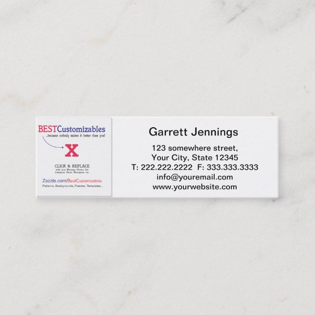 Customisable Blank Gift Template Mini Business Card (Front)