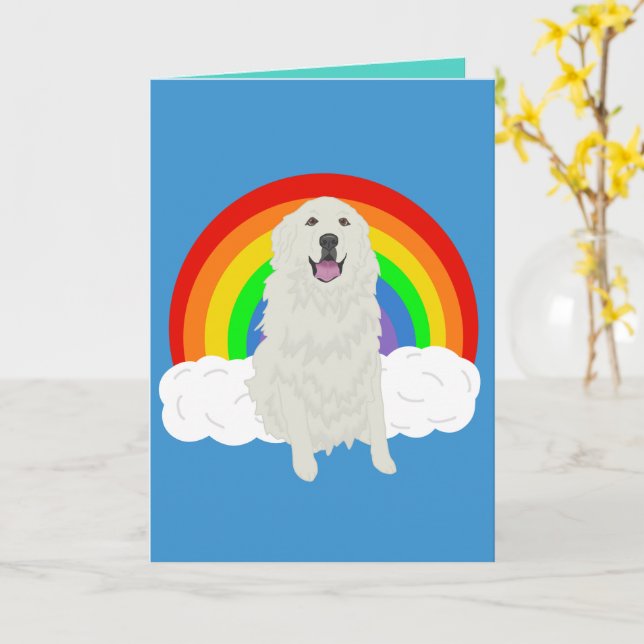 Customisable Blank Great Pyrenees Rainbow  Card (Yellow Flower)