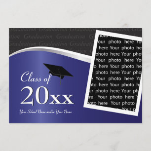 Customisable Blue and Black Graduation Invitation