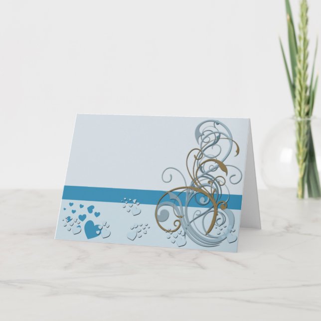 Customisable Blue and Bronze Notecard (Front)