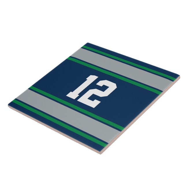 Customisable Blue and Green Sports Stripes Tile (Side)