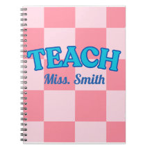 Customisable Blue and PinCheckered Teacher Planner